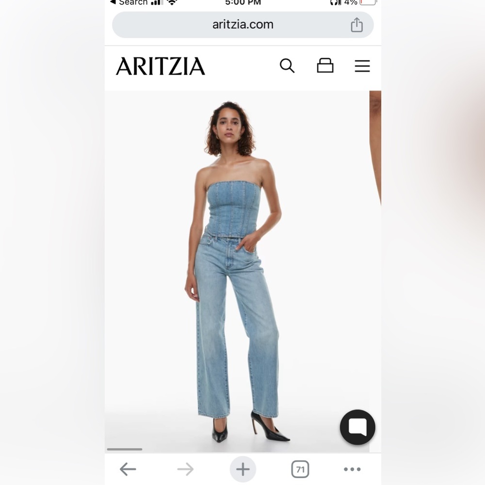 Aritzia Denim Forum The Farrah High Rise Wide Leg in size 26.